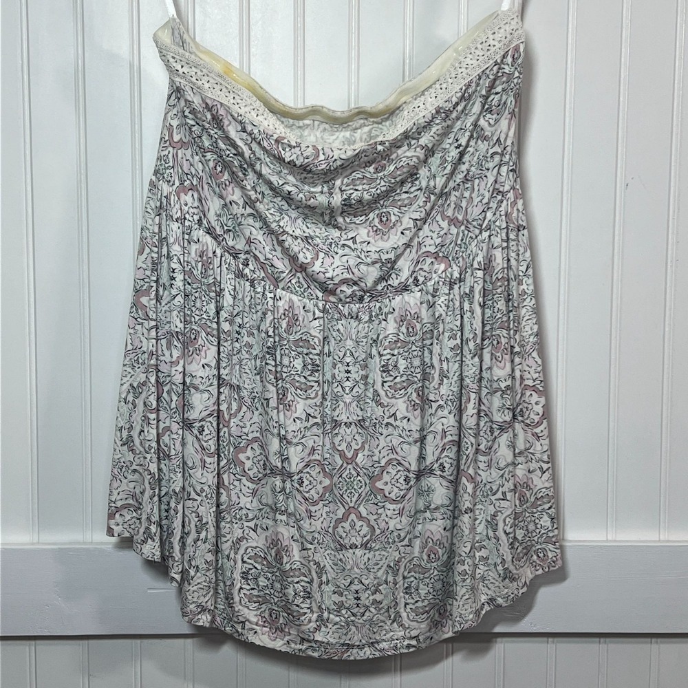 Torrid Tube Top Festival Super Soft Knit Strapless Paisley Floral Lace L Pink